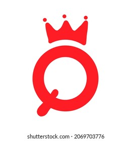 Queen of Hearts Vector Illustration. a red q with a crown at the top and a red heart at the bottom. for posters and t shirts