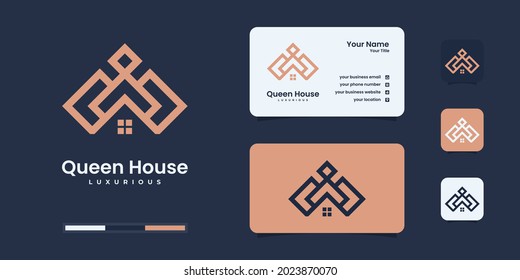 Diseño del logo de Queen House. plantilla de diseño de logotipo de inmuebles premium.