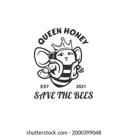 queen honey logo mascot. save the queen