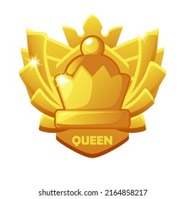 Queen icon. Chess award symbol for chess strategy board game.