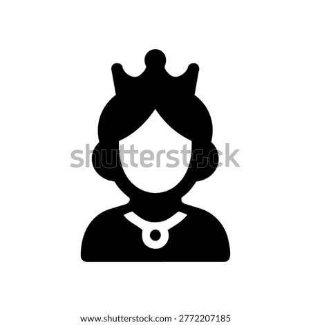 Queen Icon Containing queen character, royal woman, crown, and monarchy icon. Solid icon.