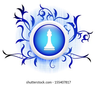 icono de reina en botón decorativo azul