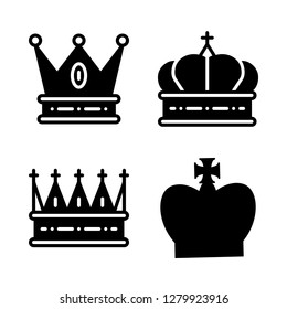 queen icon set about crown vector set