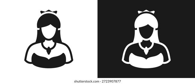 Queen Icon Set Glyph In White And Black Background