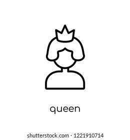 Queen icon. Trendy modern flat linear vector Queen icon on white background from thin line Fairy Tale collection, editable outline stroke vector illustration