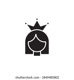 queen icon vector. black glyph style. isolated on white background