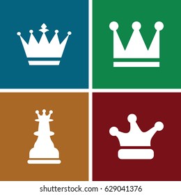 Queen icons set. set of 4 queen filled icons such as crown, Crown