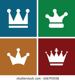 Queen icons set. set of 4 queen filled icons such as crown