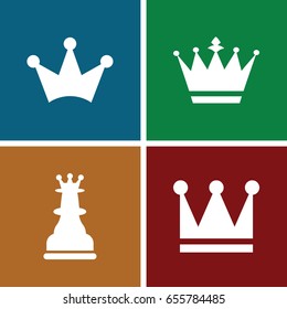 Queen icons set. set of 4 queen filled icons such as crown, crown