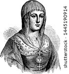 Queen Isabella, vintage engraved illustration