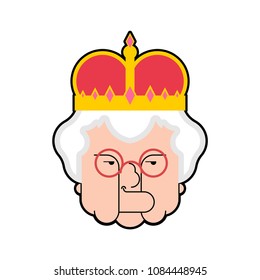 Queen isolated. Boss old lady in crown. Vector illustration