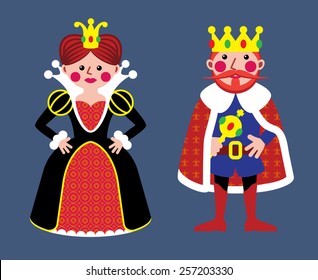 King and queen cartoon character set 6607691 Vector Art at Vecteezy