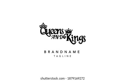 Letra inicial del alfabeto de QUEEN y KING Icono del monograma ilustración vectorial del logotipo