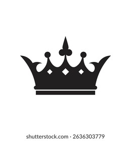 Queen king crown black vector stencil template