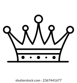 Queen or king crown symbol, elegant, Royal imperial coronation symbols, monarch majestic jewel. Isolated icon vector illustration.