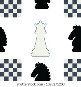 Queen, knight & chess board pattern