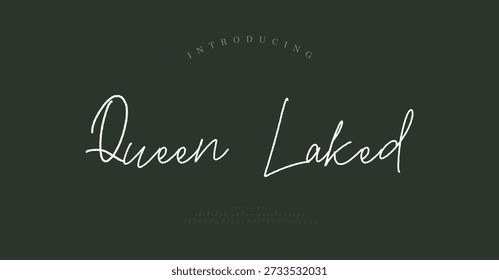 Queen Laked, Script typography beauty fashion elegante minimalista serif italic Fuentes decorativas de la boda vintage retro logos. Logotipo de alfabeto de fuente de lujo mínimo. Ilustración vectorial
