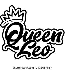 queen leo black vector graphic design and cut file