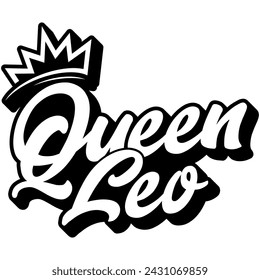 queen leo black vector graphic design and cut file