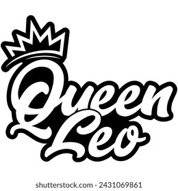 queen leo black vector graphic design and cut file