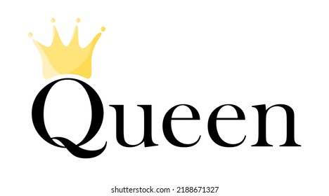 Queen lettering card isolated on white background. T-shirt sublimation print template. 