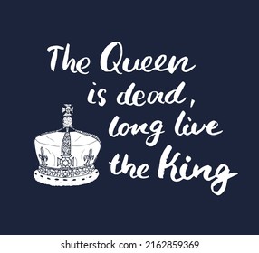 Queen lettering quote with Hand drawn crown, calligraphic sign. Vector illustration.