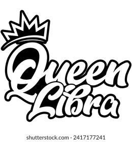 queen libra black vector graphic design and cut file