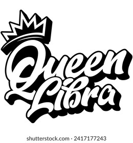 queen libra black vector graphic design and cut file