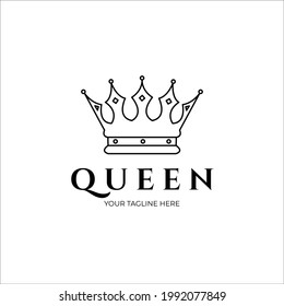queen line art logo vector illustration template simple design
