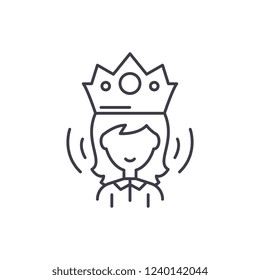 Queen line icon concept. Queen vector linear illustration, symbol, sign