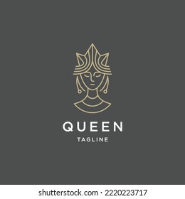 Queen line logo icon design template flat vector