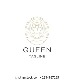 Queen line logo icon design template flat vector