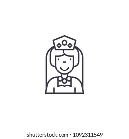 Queen linear icon concept. Queen line vector sign, symbol, illustration.