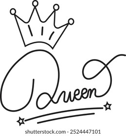 Logotipo Queen com coroa em preto e branco .