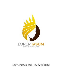 Queen logo and crown design combination, beauty logos