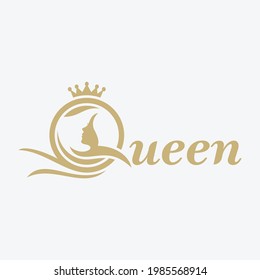 Queen logo design typography vector template