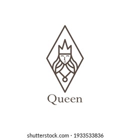 queen logo, illustration of a woman with simple lines, vector design