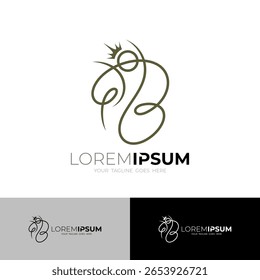 Queen logo with letter B design combination, line style