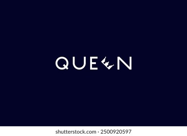 Logotipo de la reina, letra E con la combinación del icono de la corona en texto Logotipo de la tipografía de la reina, Ilustración vectorial