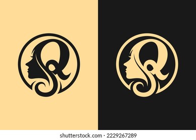 Queen logo with letter Q concept
