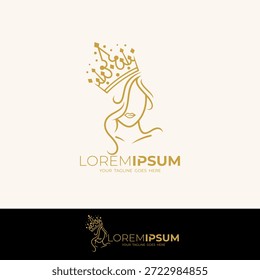 Queen logo with line design simple, beautiful woman logo