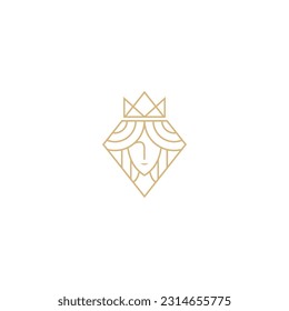 Queen logo in minimalist and simple line art style