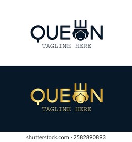 Queen logo simple stylish letter E creative professional golden color design