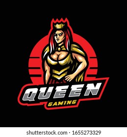 logo de la mascota reina. logotipo de juegos queen esport.