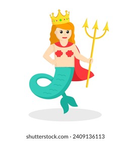Queen Mermaid design character on white background