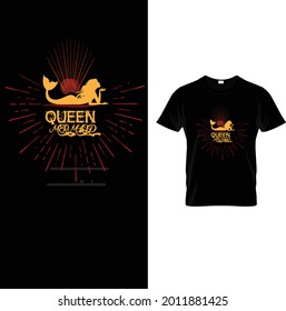 Queen Mermaid T-Shirt Design Eps