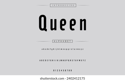 Queen Modern Bold Font. Sans Serif Font. Regular Italic Uppercase Lowercase Typography urban style alphabet fonts for fashion, sport, technology, digital, movie, logo design, vector illustration