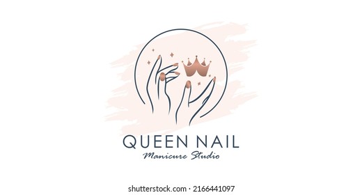 Queen nail vector icon logo design with modern unique style Premium Vector