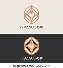 Queen of nature logo premium vector illustration