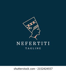 Queen Nefertiti Egyptian logo icon design template flat vector	
